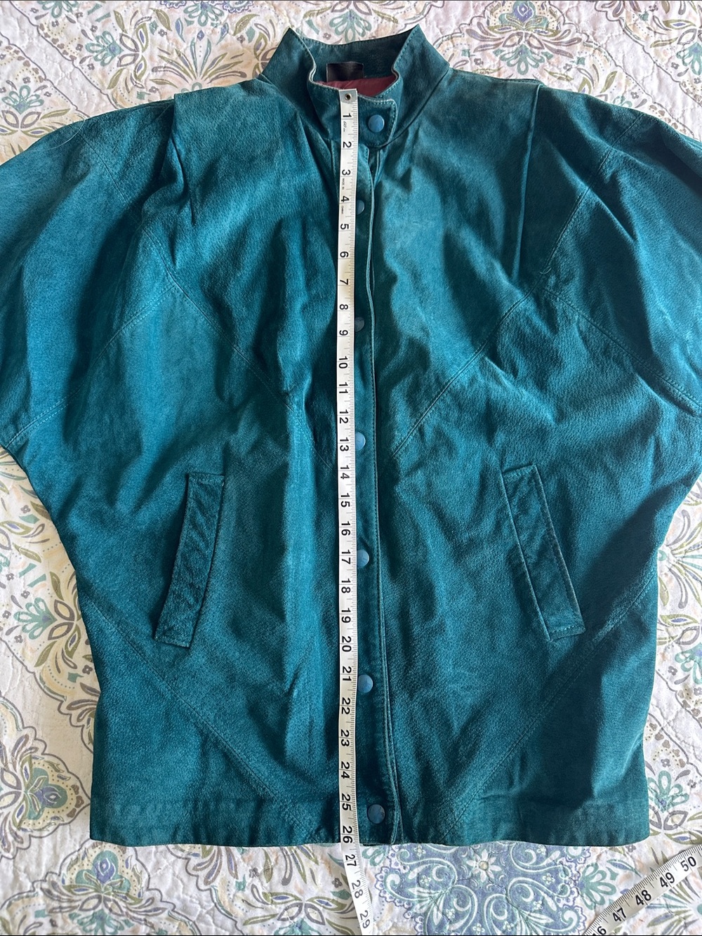 Vintage teal oversized leather lined jacket - Picture 5 of 5